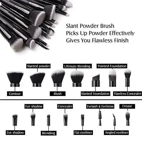 ZOREYA Black Makeup Brush Set for Flawless Finish Kit